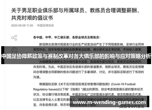 中国足协降薪政策与赛制改革对各大俱乐部的影响与应对策略分析